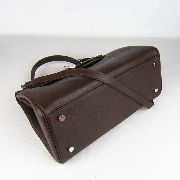 7A Replica Hermes Kelly 32cm Togo Leather Bag Dark Coffee 6108